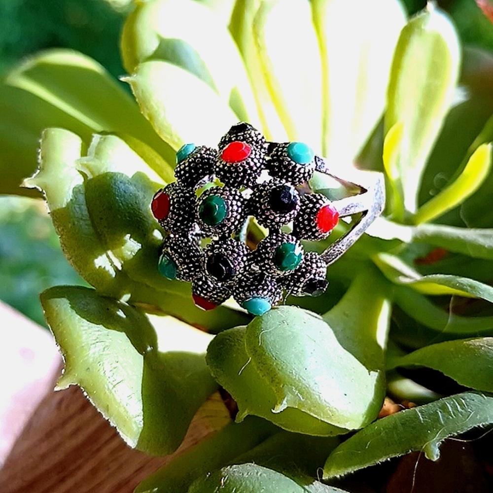Art Deco Style Ring Multi Color